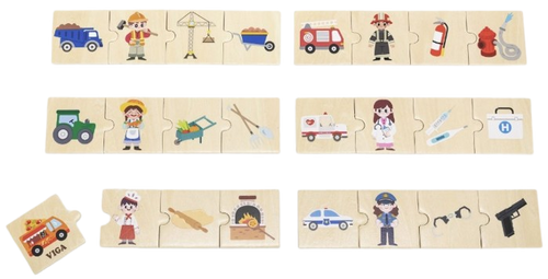 פאזל משחק התאמה 24 חלקים מעץ מלא - מקצועות וכלי עבודה