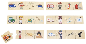 פאזל משחק התאמה 24 חלקים מעץ מלא - מקצועות וכלי עבודה