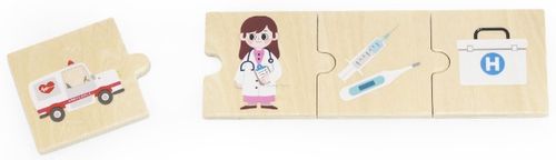 פאזל משחק התאמה 24 חלקים מעץ מלא - מקצועות וכלי עבודה