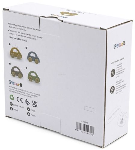 מכונית עם גלגלים מסתובבים מעץ מלא - ירוק