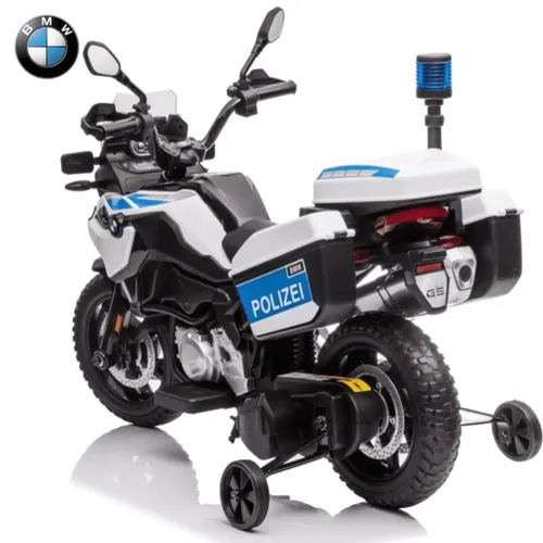 אופנוע משטרה ממונע 12V דמוי BMW F850 GS עם 2 מהירויות, אורות מהבהבים ואפקטים קוליים