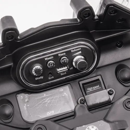 אופנוע משטרה ממונע 12V דמוי BMW F850 GS עם 2 מהירויות, אורות מהבהבים ואפקטים קוליים
