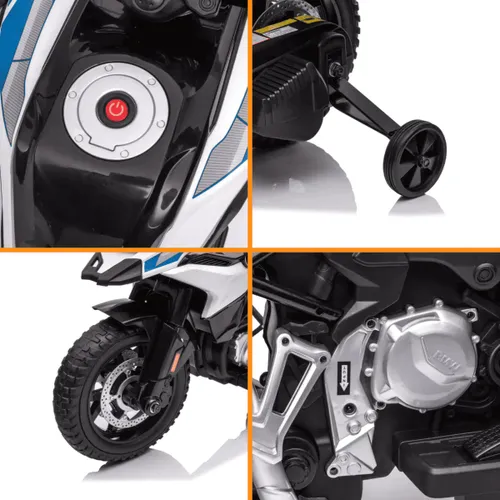 אופנוע משטרה ממונע 12V דמוי BMW F850 GS עם 2 מהירויות, אורות מהבהבים ואפקטים קוליים