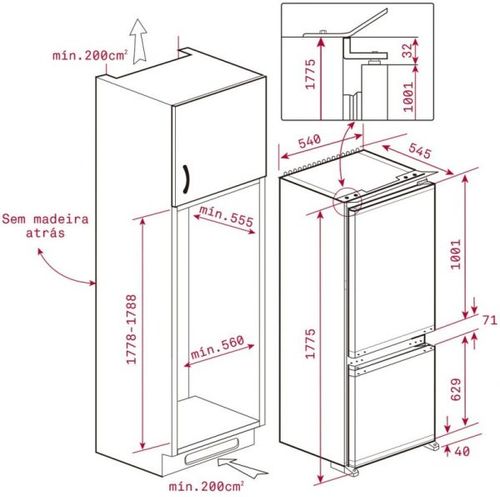 מקרר אינטגרלי מקפיא תחתון דגם CI3 330 NF תקה Teka
