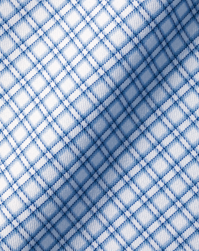 חולצה גזרת קלאסיק סטרץ - Ocean blue grid check non-iron stretch twill classic fit shirt