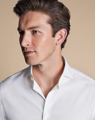 חולצה גזרת קלאסיק סטרץ - White non-iron stretch twill classic fit shirt