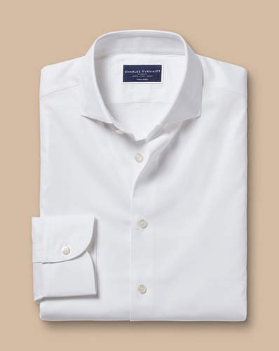 חולצה גזרת קלאסיק סטרץ - White non-iron stretch twill classic fit shirt