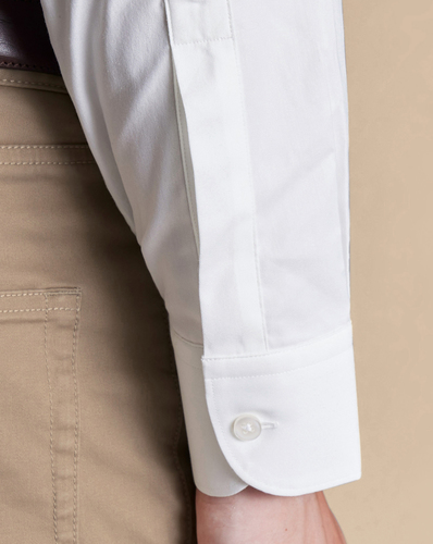חולצה גזרת קלאסיק סטרץ - White non-iron stretch twill classic fit shirt