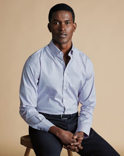 חולצה משובצת גזרת אקסטרה סלים - Red check non-iron button-down oxford extra slim fit shirt