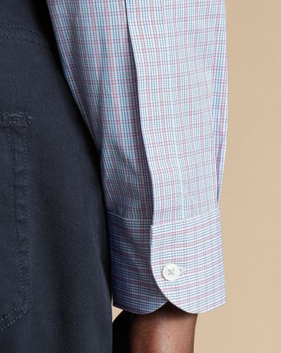 חולצה משובצת גזרת אקסטרה סלים - Red check non-iron button-down oxford extra slim fit shirt