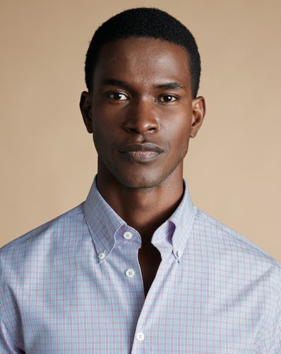 חולצה משובצת גזרת אקסטרה סלים - Red check non-iron button-down oxford extra slim fit shirt