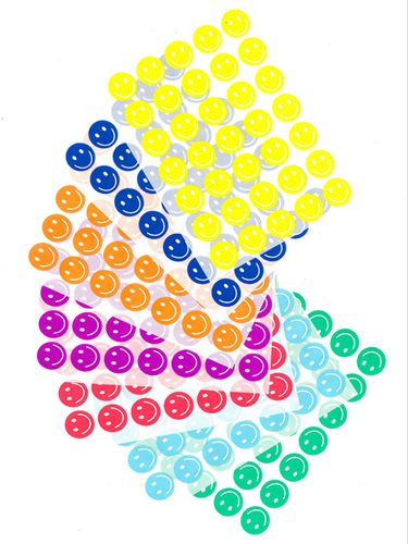 32 דפי מדבקות סמיילי מעורב צבעים/ 5 בשורה