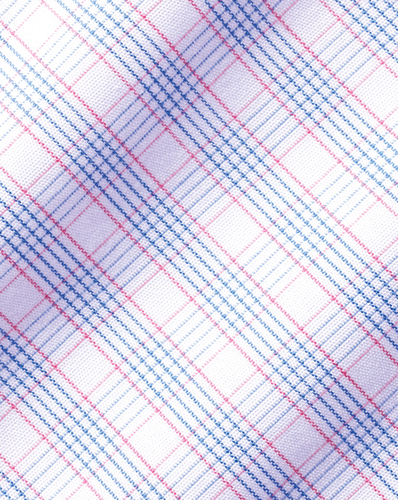 חולצה גזרת קלאסיק - Cornflower blue and pink multi check non-iron poplin cf 