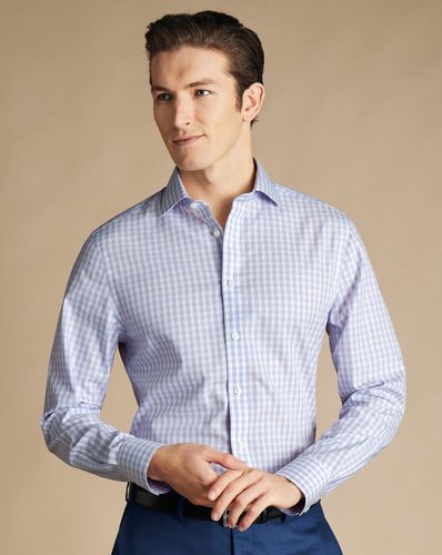 חולצה גזרת אקסטרה סלים - Cornflower blue and pink multi check non-iron poplin esf 