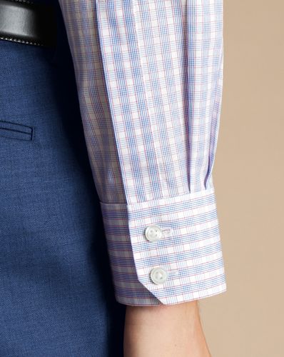 חולצה גזרת אקסטרה סלים - Cornflower blue and pink multi check non-iron poplin esf 
