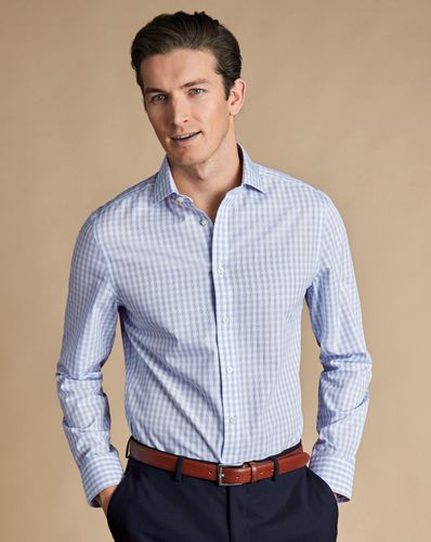חולצה גזרת אקסטרה סלים -Cobalt blue multi check non-iron poplin cutaway extra slim fit 
