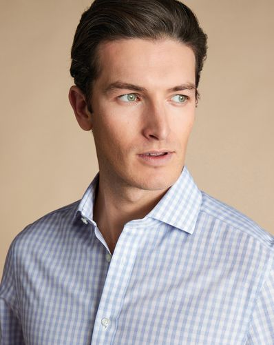 חולצה גזרת אקסטרה סלים -Cobalt blue multi check non-iron poplin cutaway extra slim fit 