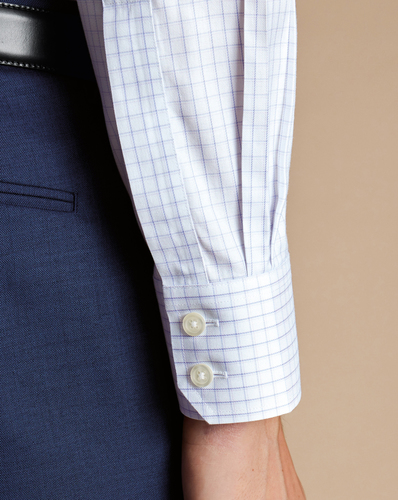 חולצה גזרת קלאסיק - Lilac purple twin check non-iron twill cutaway classic fit shirt