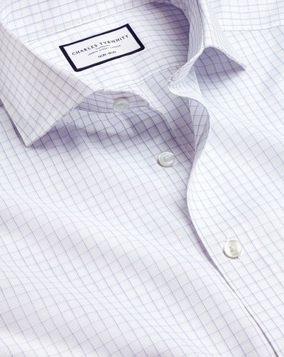חולצה גזרת סלים - Lilac purple twin check non-iron twill cutaway slim fit shirt