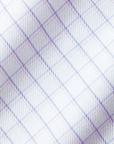 חולצה גזרת סלים - Lilac purple twin check non-iron twill cutaway slim fit shirt