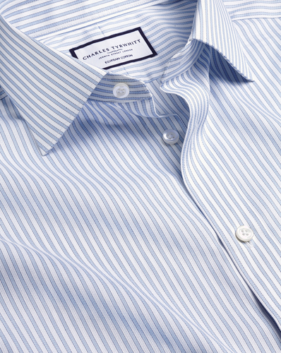 חולצה כותנה מצרית גזרת קלאסיק - Sky blue stripe Egyptian cotton classic fit 