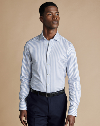 חולצה כותנה מצרית גזרת קלאסיק - Sky blue stripe Egyptian cotton classic fit 
