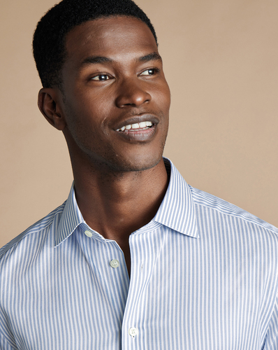 חולצה כותנה מצרית גזרת קלאסיק - Sky blue stripe Egyptian cotton classic fit 