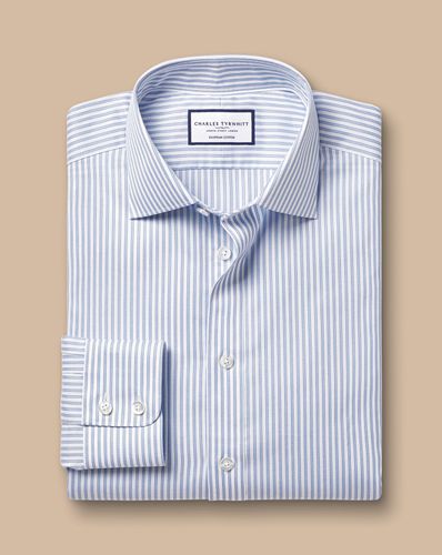 חולצה כותנה מצרית גזרת סלים - Sky blue stripe Egyptian cotton slim fit 