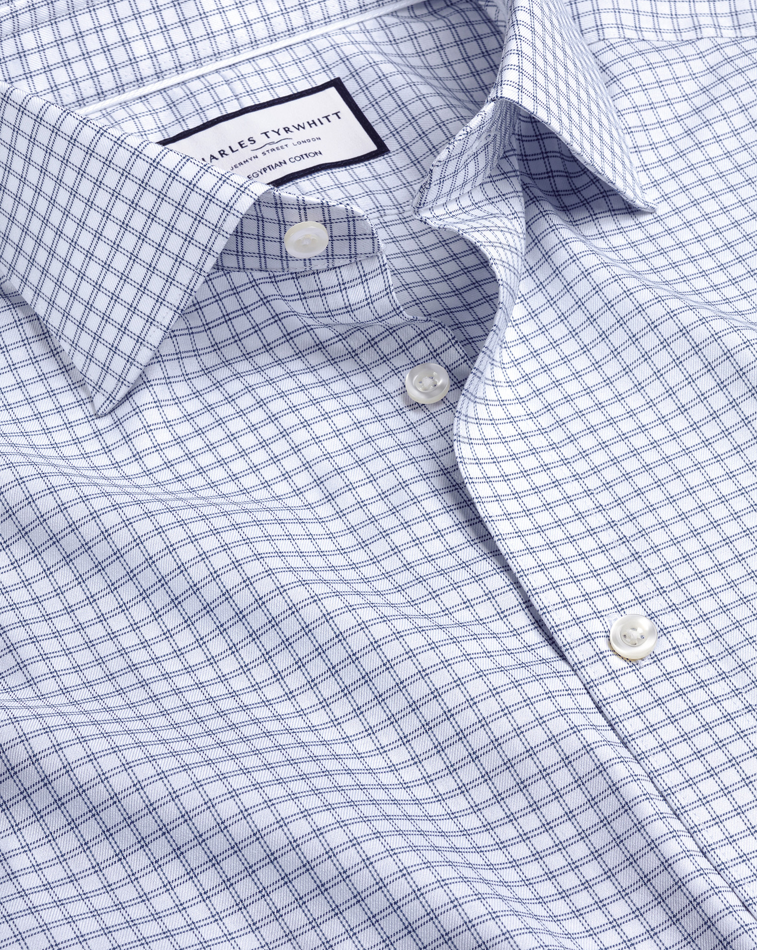 חולצה כותנה מצרית גזרת אקסטרה סלים - Royal blue twin check Egyptian cotton extra slim fit shirt
