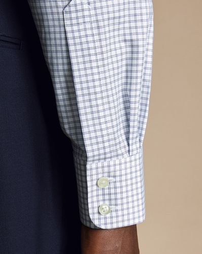 חולצה כותנה מצרית גזרת אקסטרה סלים - Royal blue twin check Egyptian cotton extra slim fit shirt