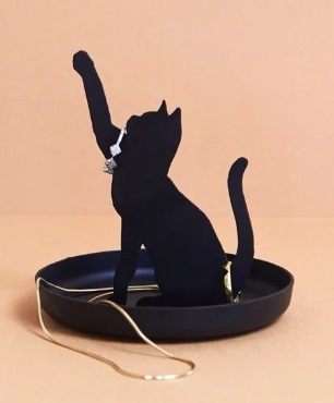 ארגונית מתכת לטבעות ותכשיטים חתול Feline