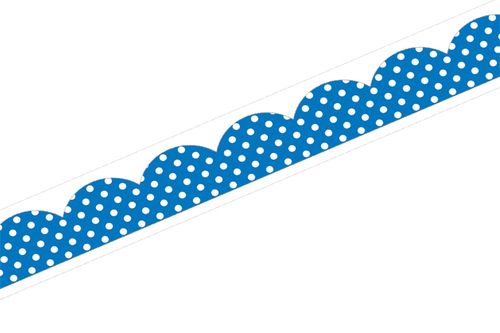 3 חבילות 18 פסי קישוט גלי כחול עם עיגולים לבנים במבצע