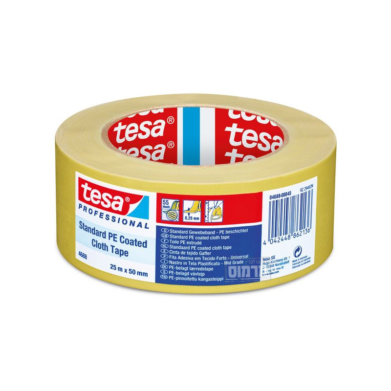 איזולירבנד / סרט חבלה מקצועי טסה בד כחול 25 מטר Tesa 4688
