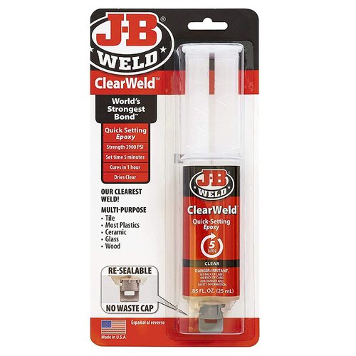 דבק אפוקסי דו רכיבי מהיר שקוף JB WELD
