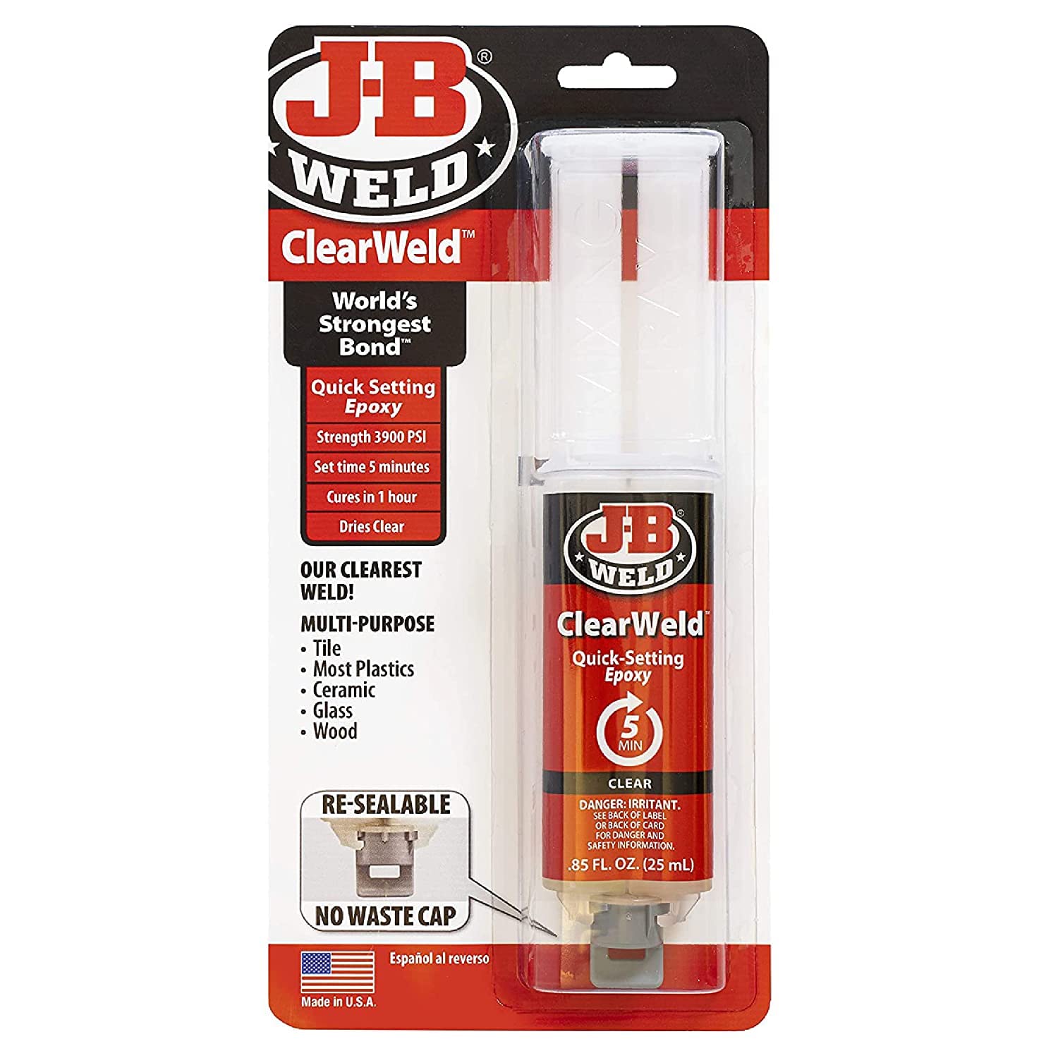 דבק אפוקסי דו רכיבי מהיר שקוף JB WELD