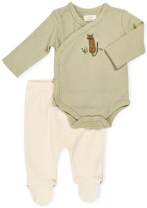 סט בגד גוף ורגלית לתינוק 100% כותנה טריקו NB - נמר