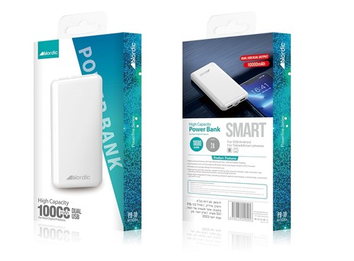 סוללת גיבוי/מטען נייד 10000 mAh  לכל סוגי מכשירים אלקטרוניים.