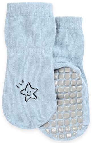 זוג גרביים לתינוק במידה 0-12 עם תחתית מונעת החלקה - כוכב תכלת