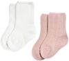 מארז 2 זוגות גרביים לתינוק במידה 0-12 - ורוד + לבן