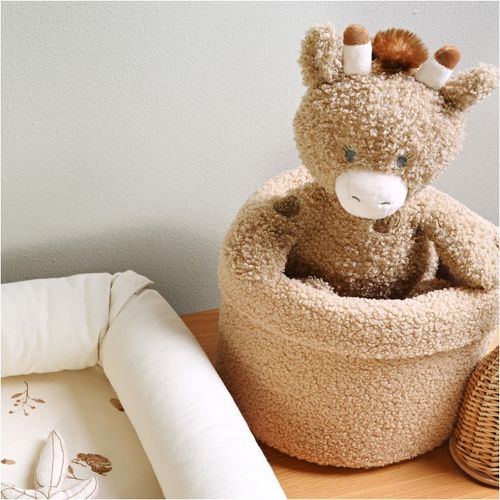 סלסלת אחסון מעוצבת מבד טדי פרוותי - חום