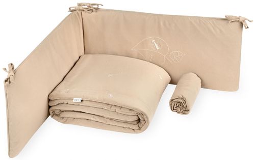 סט מצעים 3 חלקים לעריסת תינוק מבד 100% כותנה עם רקמה EMB - חיפושית