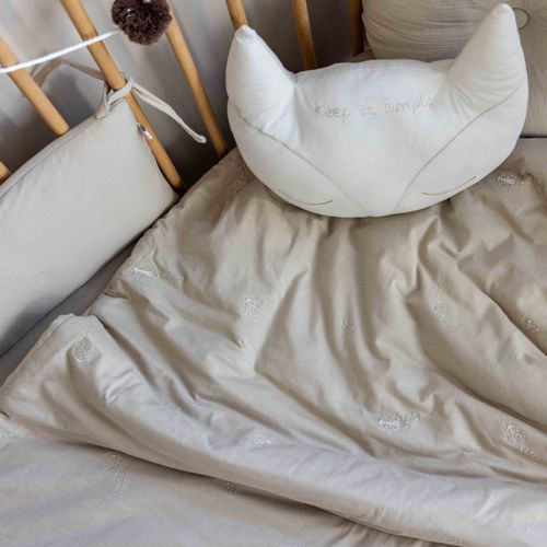 סט מצעים 3 חלקים לעריסת תינוק מבד 100% כותנה עם רקמה EMB - חיפושית