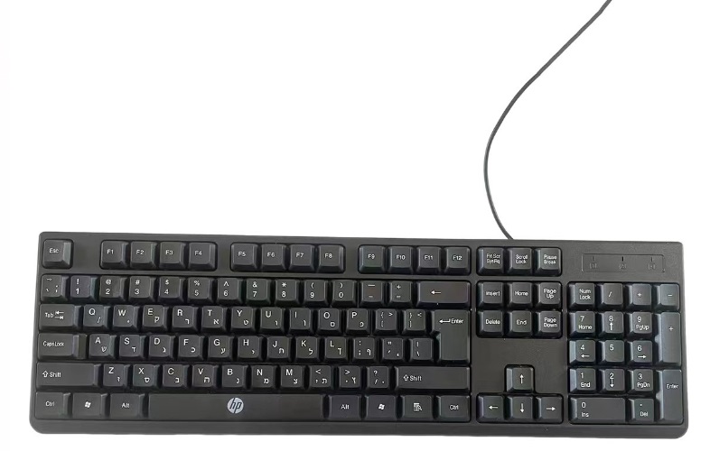 מקלדת עברית-אנגלית HP חוטי חיבור USB דגם K1600 בצבע שחור 