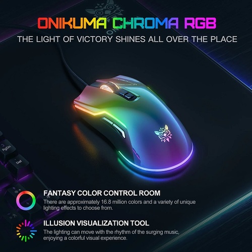 עכבר גיימרים חוטי עד Onikuma CW922 RGB | 12800 DPI