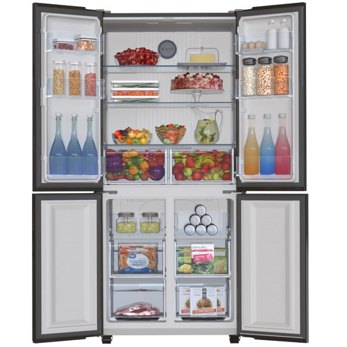 מקרר 4 דלתות 547 ליטר Haier האייר Open Space Inverter HRF-5500FW זכוכית לבנה