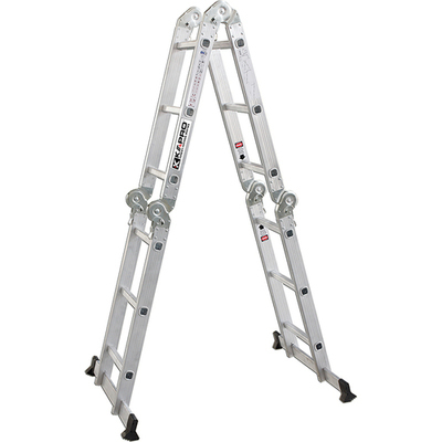 סולם אלומיניום מפרקי 4X3 שלבים KAPRO דגם 403-A02 רב שימושי עם פריסה מירבית 3.4 מטר וכושר נשיאה 150 ק