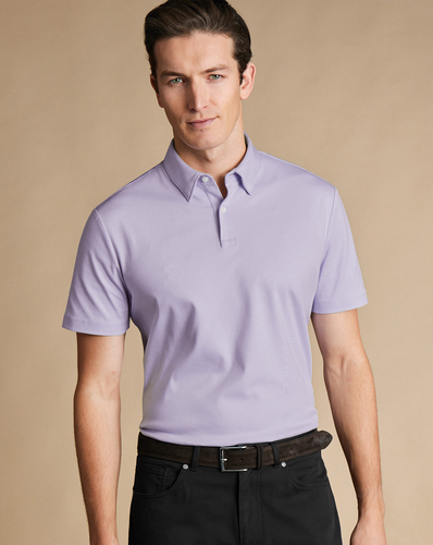 חולצת פולו אלגנטית -  Lilac purple short sleeve jersey polo