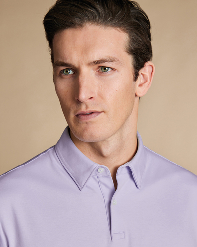 חולצת פולו אלגנטית -  Lilac purple short sleeve jersey polo