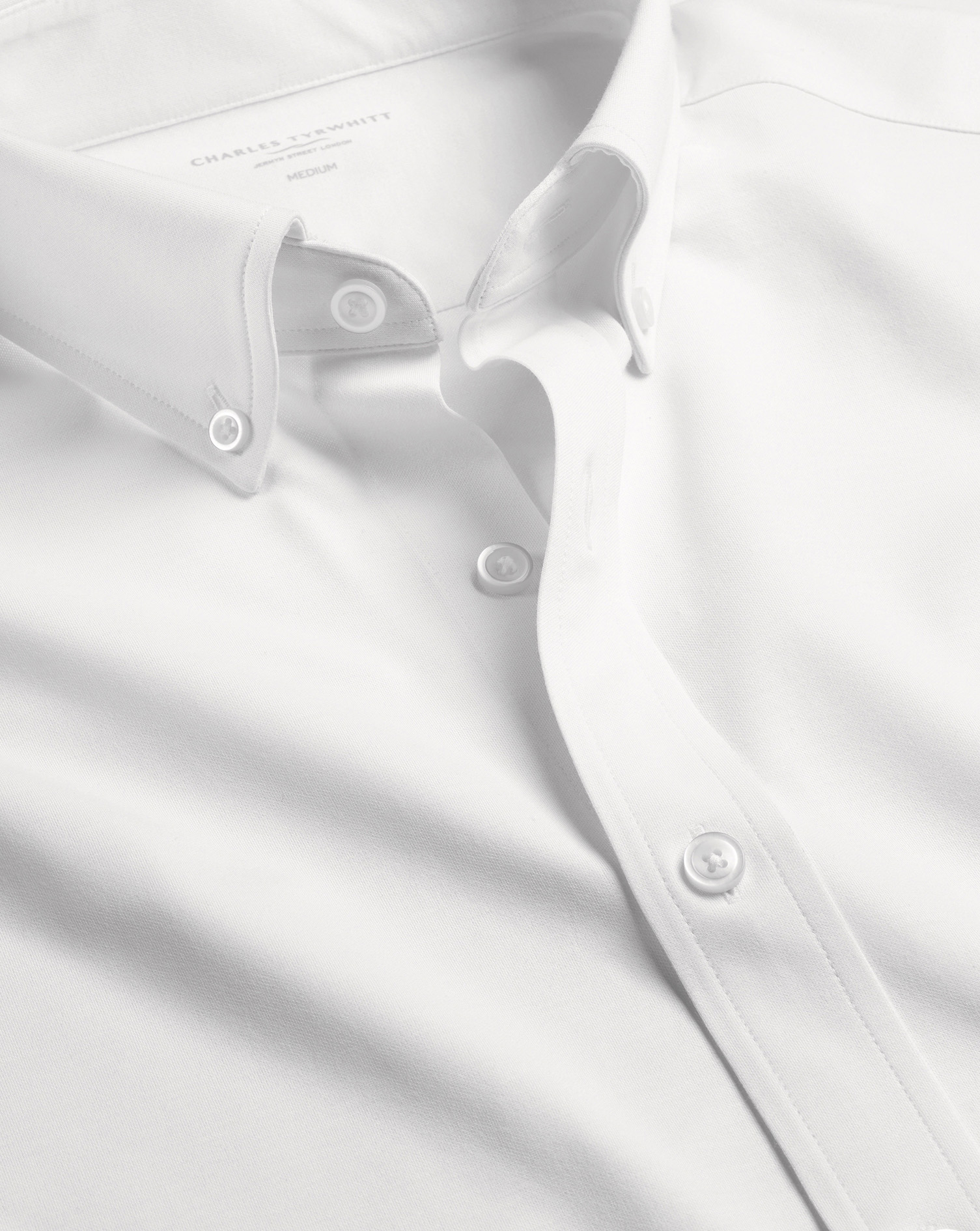 חולצת נמתחת לבנה -  White Four-Way Stretch Button Down Jersey Shirt 