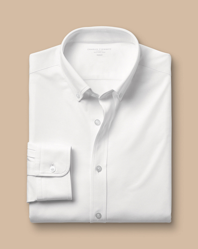 חולצת נמתחת לבנה -  White Four-Way Stretch Button Down Jersey Shirt 